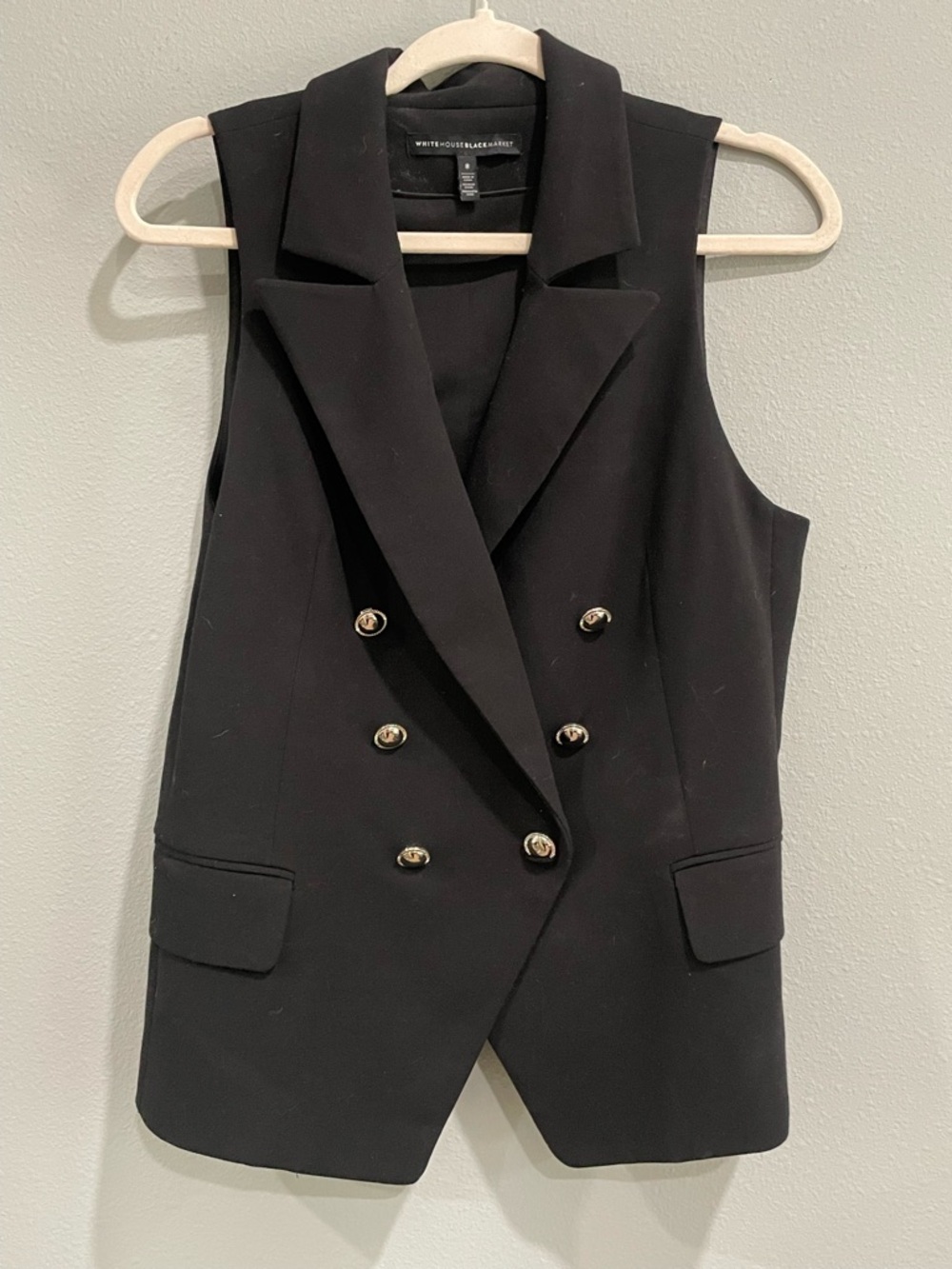 WHBM Double-Breasted Black Blazer Vest (8)